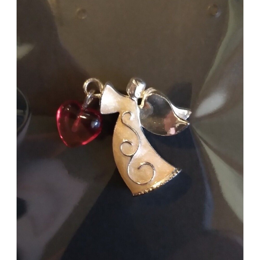 Vintage Avon Angel Pin/Pendant With Dangling Red Heart